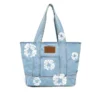 Bolso tote de Denim lavado claro con diseño de Cotton Wreath