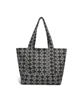 Bolsos tote de Denim con diseño de guirnaldas en jacquard, lavado oscuro