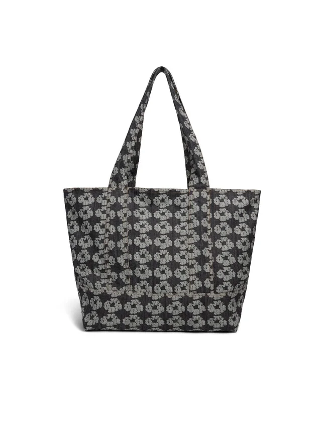 Bolsos tote de Denim con diseño de guirnaldas en jacquard, lavado oscuro