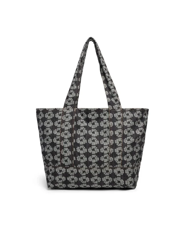 Bolsos tote de Denim con diseño de guirnaldas en jacquard, lavado oscuro