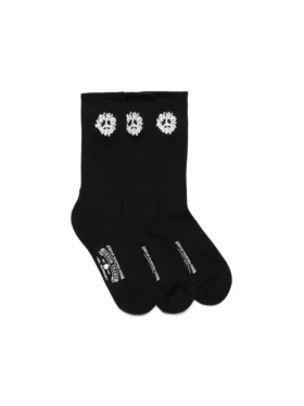 Calcetines de algodón con corona de la paz, paquete de 3, negros