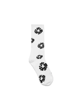 Calcetines de algodón con motivos de Coronas, blancos