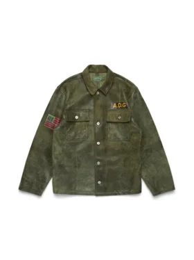 Camisa «Jungle» de cuero, verde militar