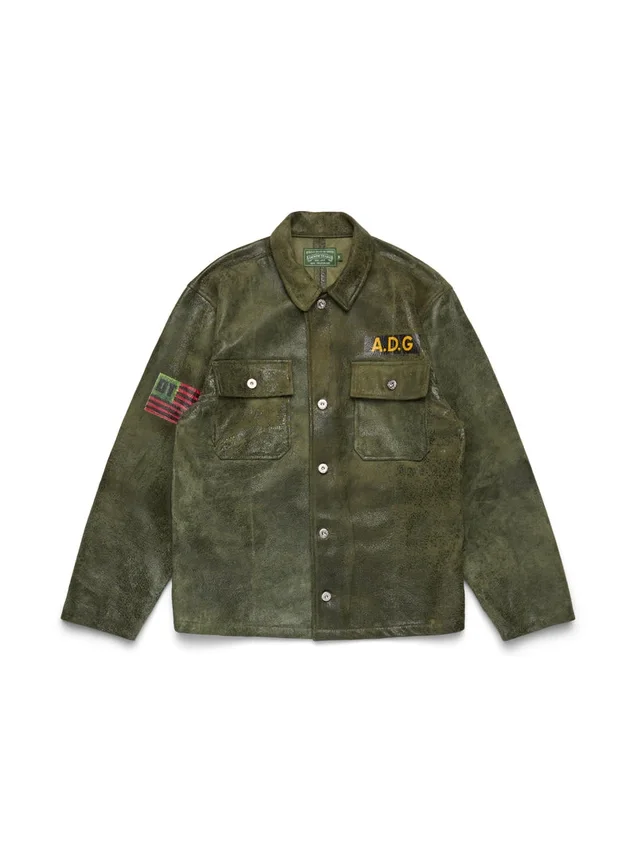 Camisa «Jungle» de cuero, verde militar