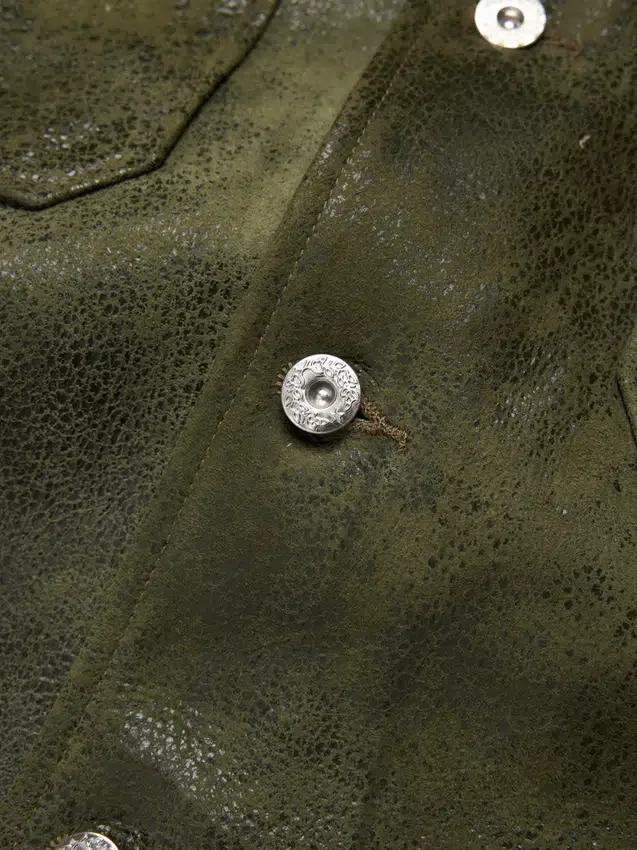 Camisa «Jungle» de cuero, verde militar