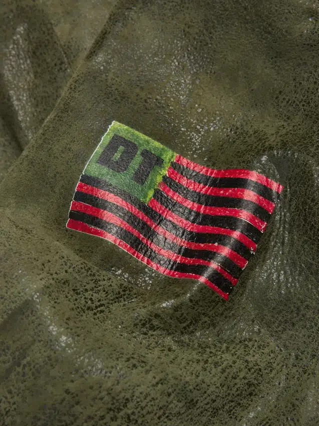 Camisa «Jungle» de cuero, verde militar