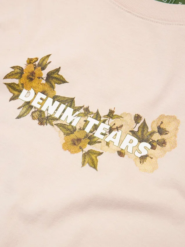 Camiseta de algodón con logotipo floral, color beige