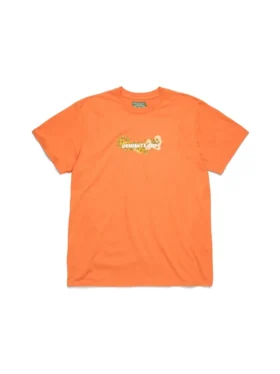 Camiseta de algodón con logotipo floral naranja