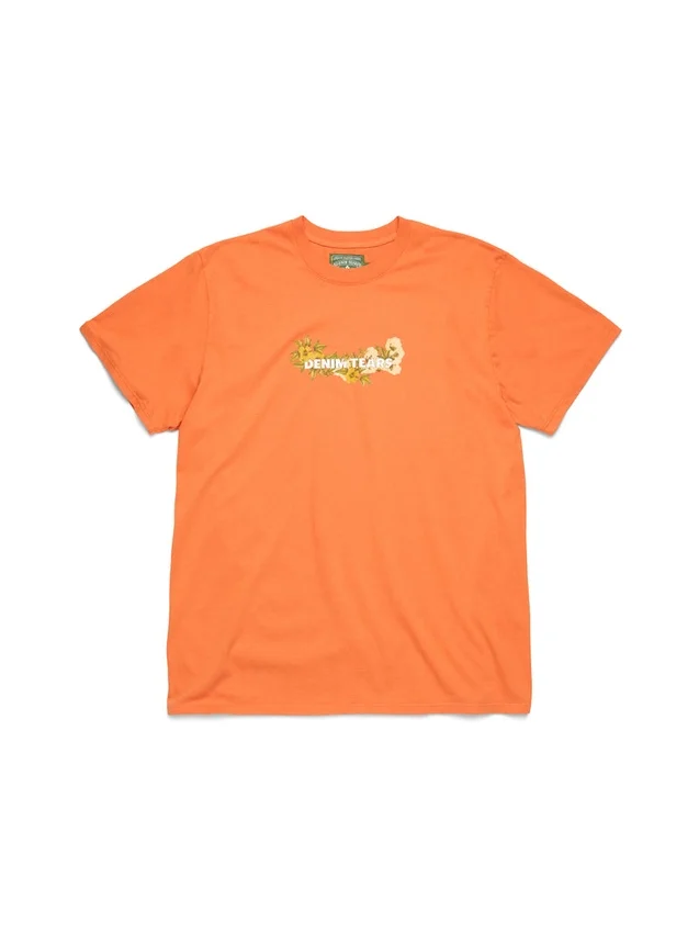 Camiseta de algodón con logotipo floral naranja