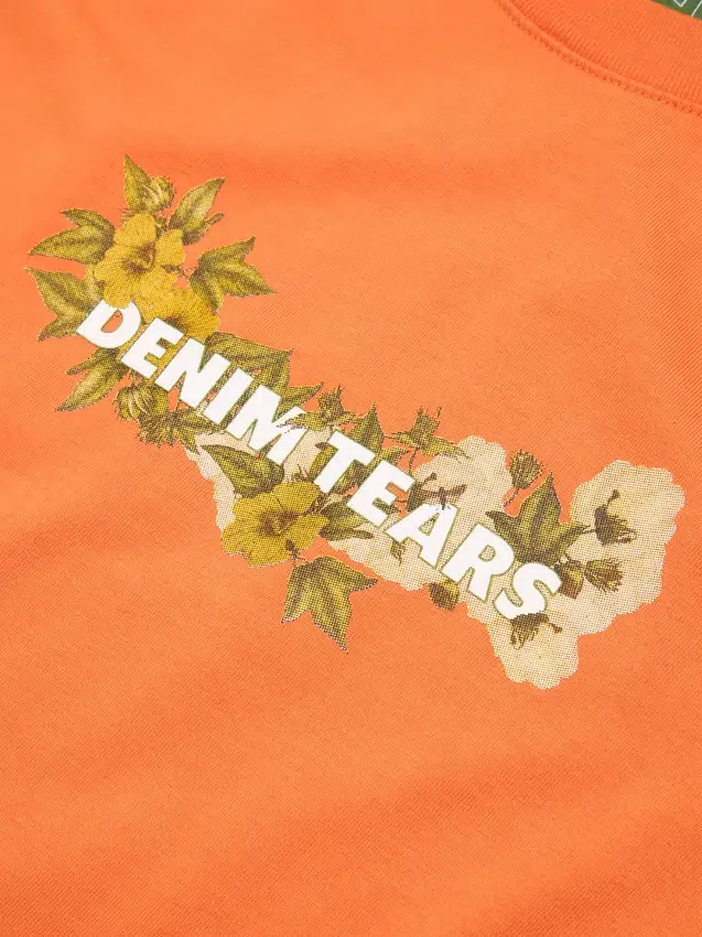 Camiseta de algodón con logotipo floral naranja