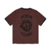 Camiseta de Denim con cuello redondo marrón