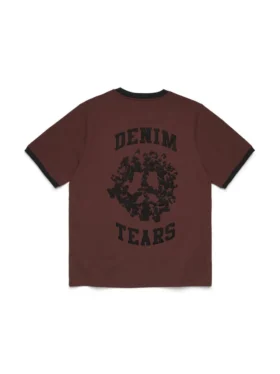 Camiseta de Denim con cuello redondo marrón