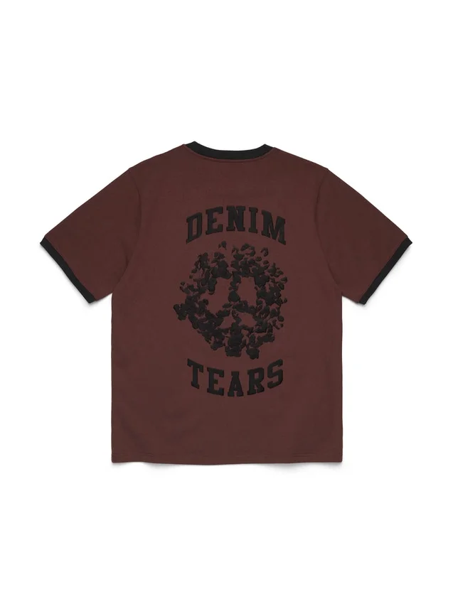 Camiseta de Denim con cuello redondo marrón