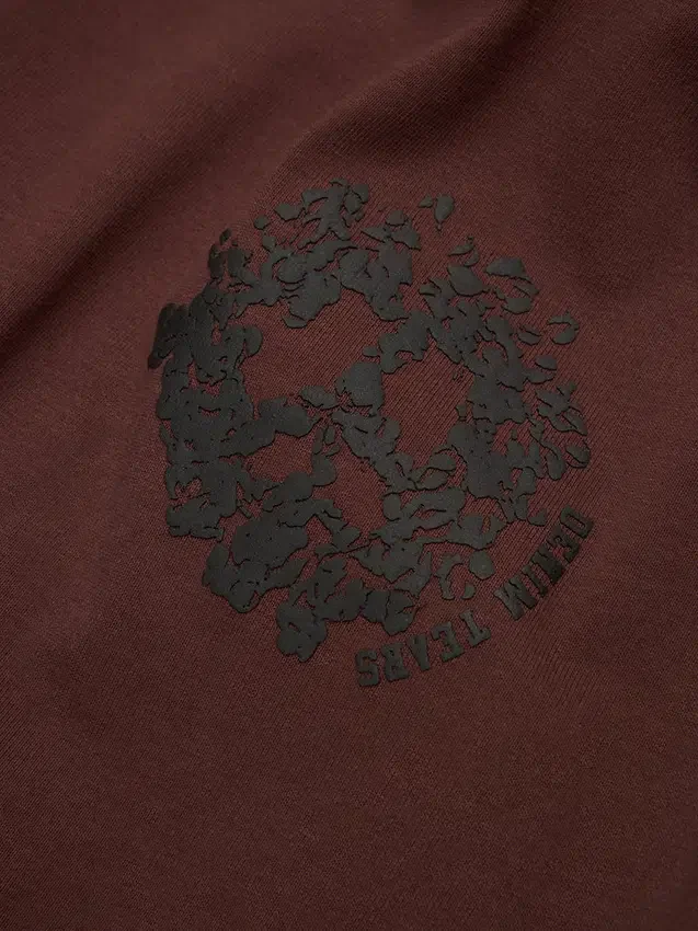 Camiseta de Denim con cuello redondo marrón