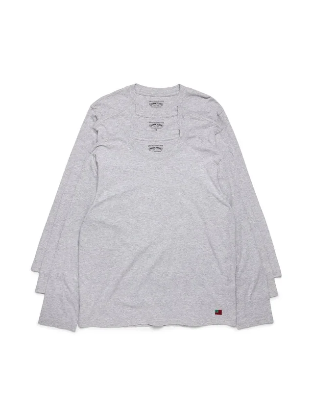Camiseta de manga larga DT Flag, paquete de 3, color gris