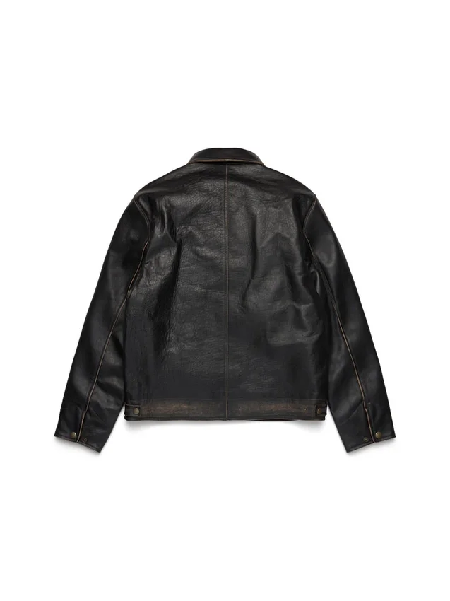 Chaqueta de cuero «Libertas Crest» en negro lavado
