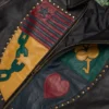 Chaqueta de cuero «Libertas Crest» en negro lavado