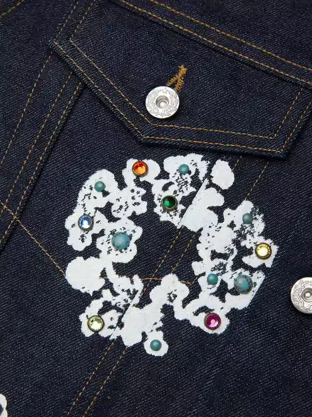 Chaqueta Denim «Cotton Wreath» con tachuelas y ribete
