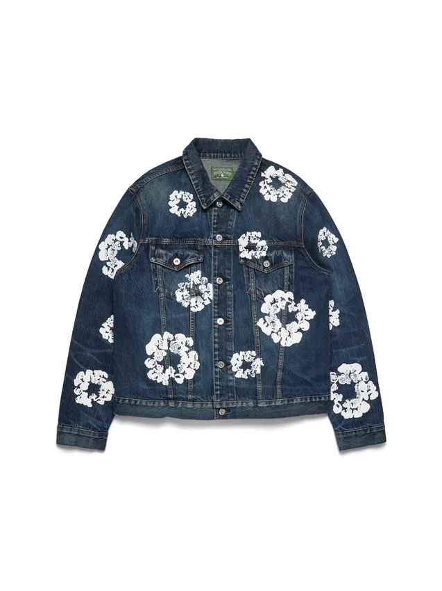 Chaqueta Denim de algodón con Cotton Wreath, lavado oscuro