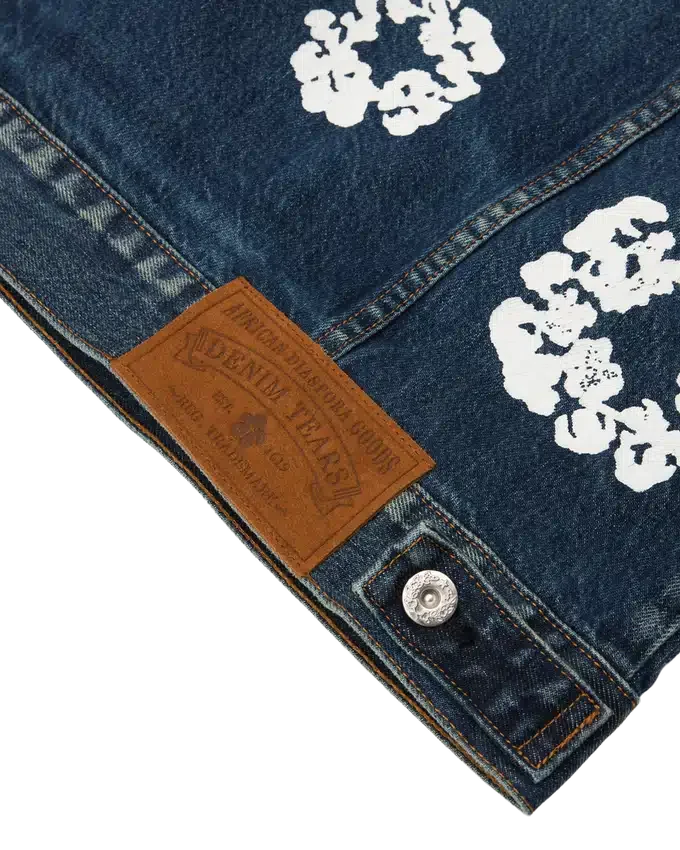 Chaqueta Denim de algodón con Cotton Wreath, lavado oscuro