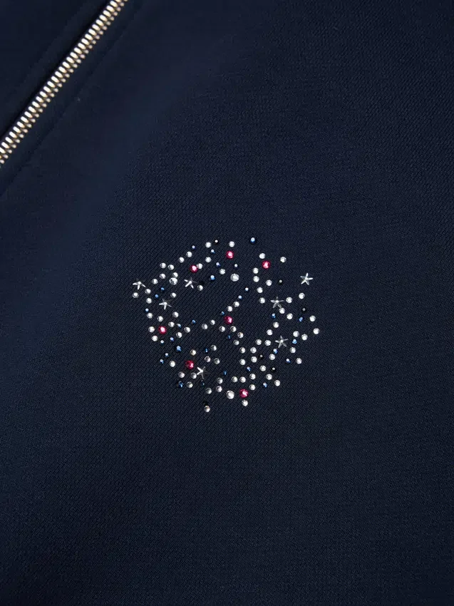 Chaqueta deportiva de forro polar con pedrería «Denim U», azul marino