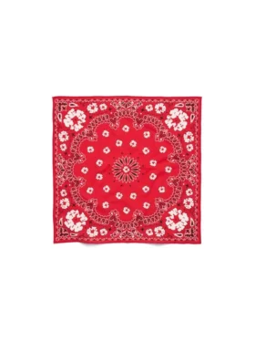 Cotton Wreath Bandana con diseño de corona y estampado de paisley, rojo