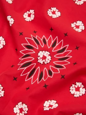 Cotton Wreath Bandana con diseño de corona y estampado de paisley, rojo