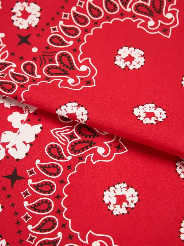 Cotton Wreath Bandana con diseño de corona y estampado de paisley, rojo