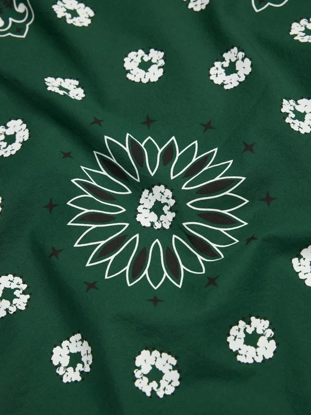 Cotton Wreath Bandana Green
