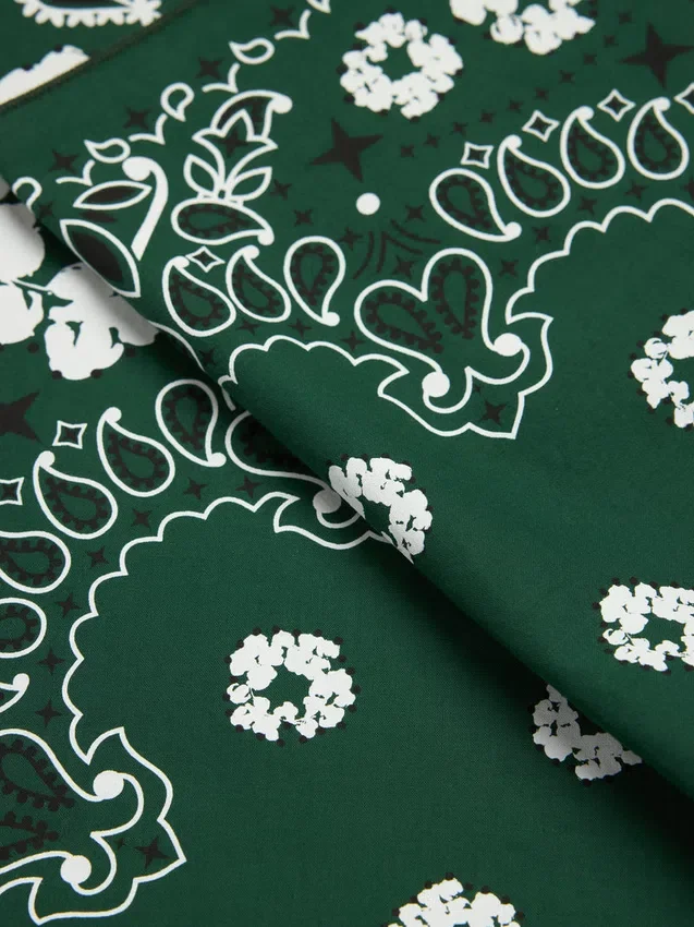 Cotton Wreath Bandana Green