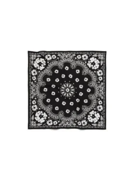 Cotton Wreath Bandana with Paisley Pattern, Black