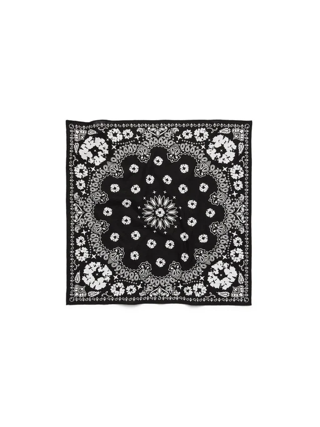 Cotton Wreath Bandana with Paisley Pattern, Black