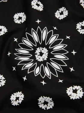 Cotton Wreath Bandana with Paisley Pattern, Black