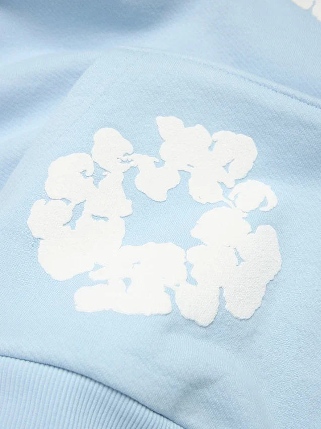 Cotton Wreath Hoodie azul claro