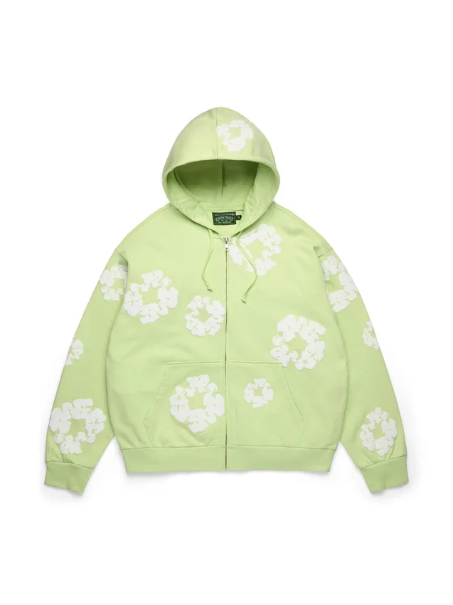 Cotton Wreath Hoodie con capucha y cremallera en color menta