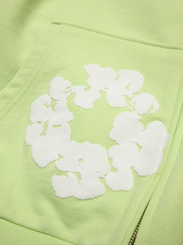Cotton Wreath Hoodie con capucha y cremallera en color menta