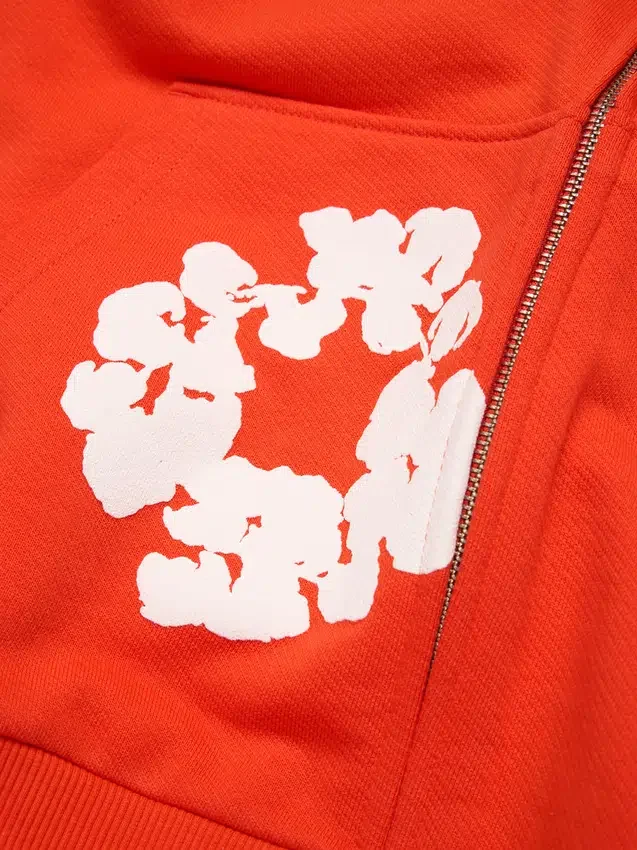 Cotton Wreath Hoodie con capucha y cremallera, naranja oscuro