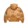Cotton Wreath Hoodie de cuero y ante en patchwork, marrón