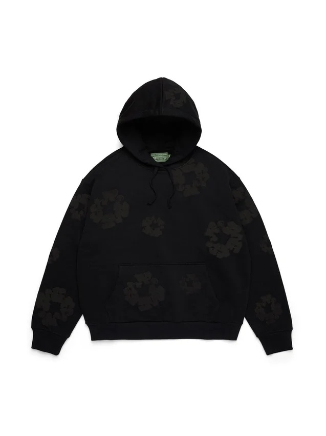 Cotton Wreath Hoodie negra