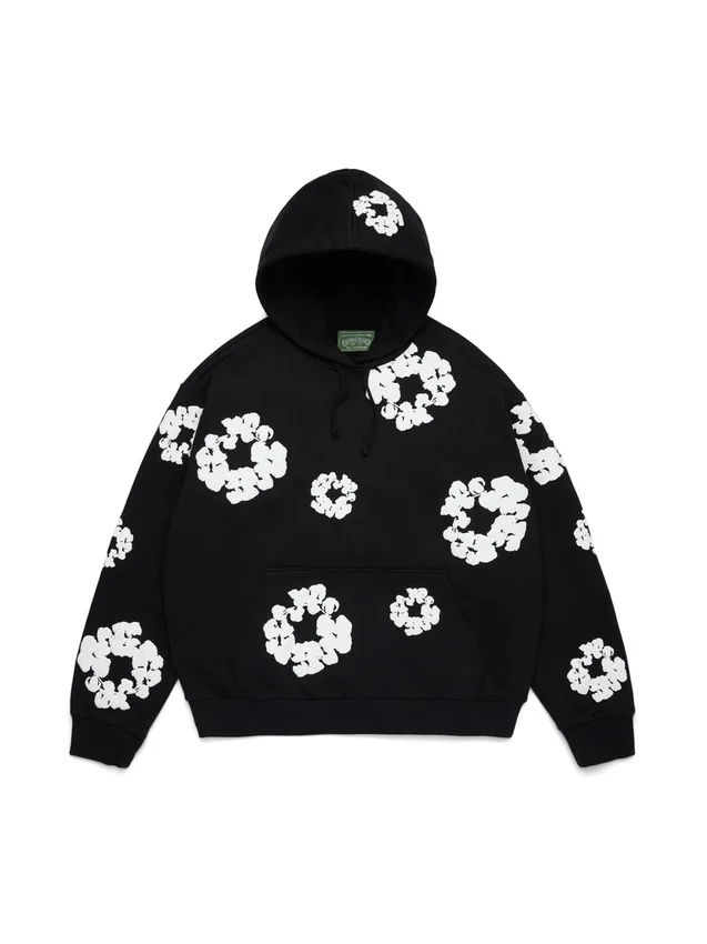 Cotton Wreath Hoodie negra