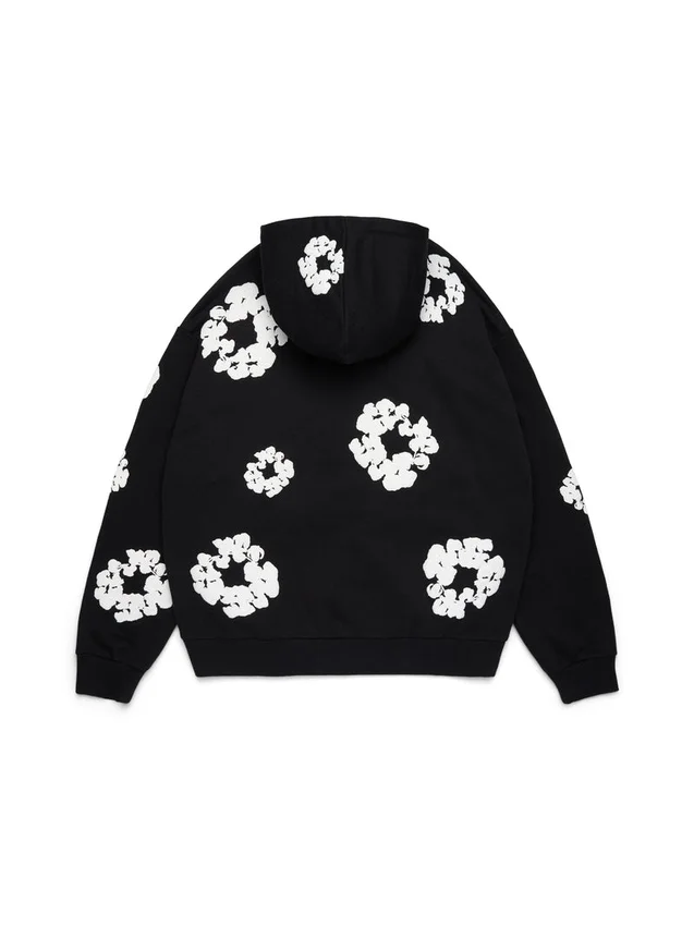 Cotton Wreath Hoodie negra