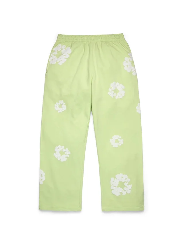 Cotton Wreath Sweatpant holgado con guirnaldas de algodón, color menta