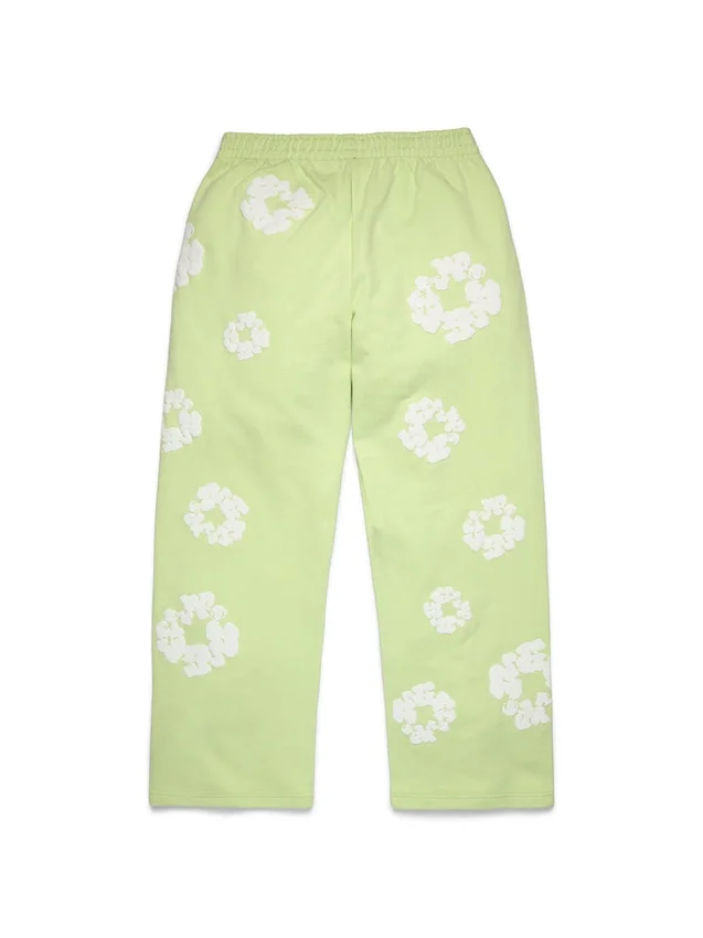 Cotton Wreath Sweatpant holgado con guirnaldas de algodón, color menta