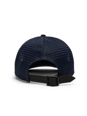 Gorra de camionero con estampado de sellos DT, azul marino