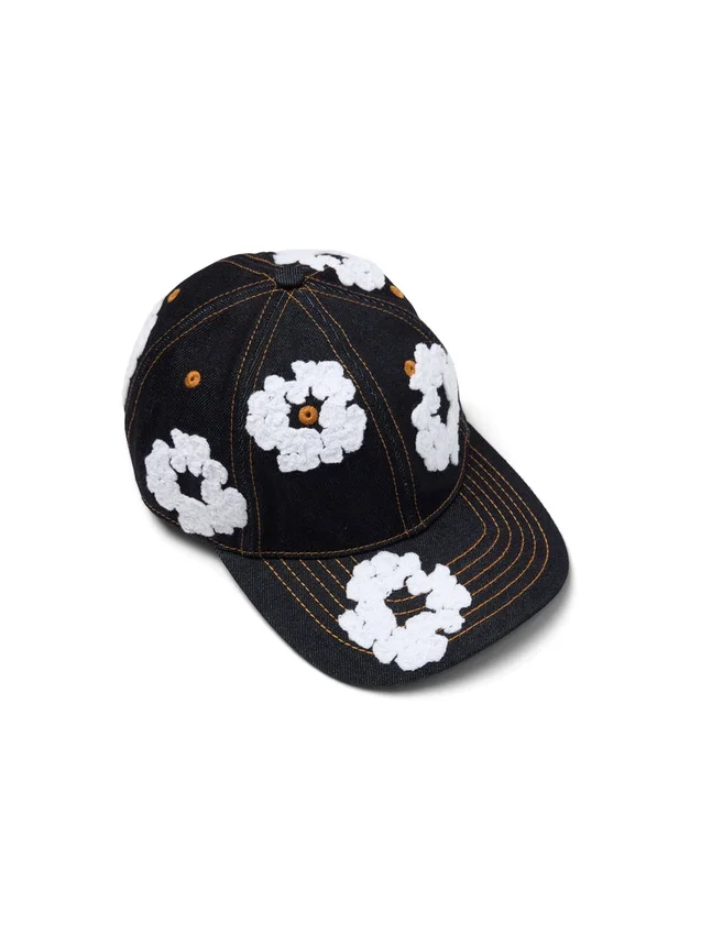 Gorra de Denim sin tratar «Cotton Wreath» en índigo lavado