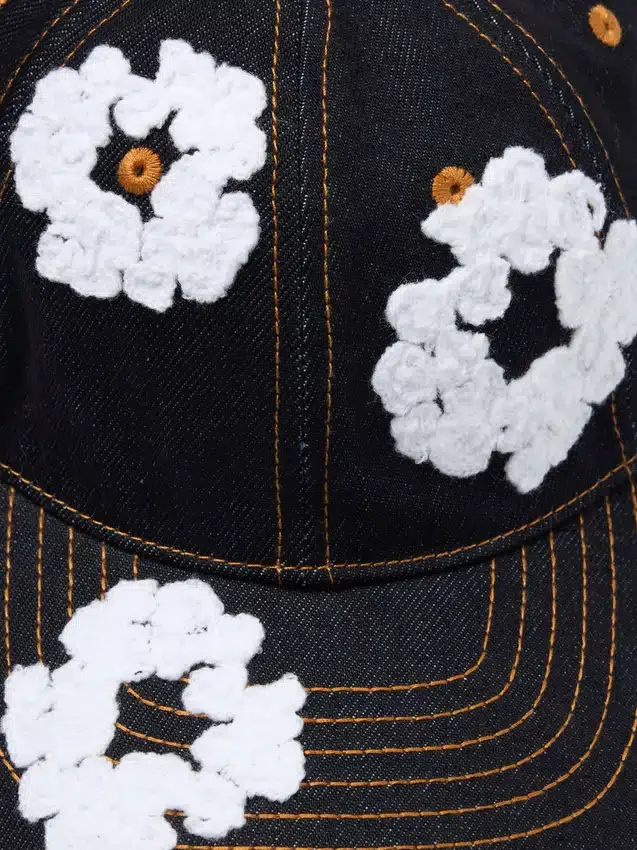 Gorra de Denim sin tratar «Cotton Wreath» en índigo lavado