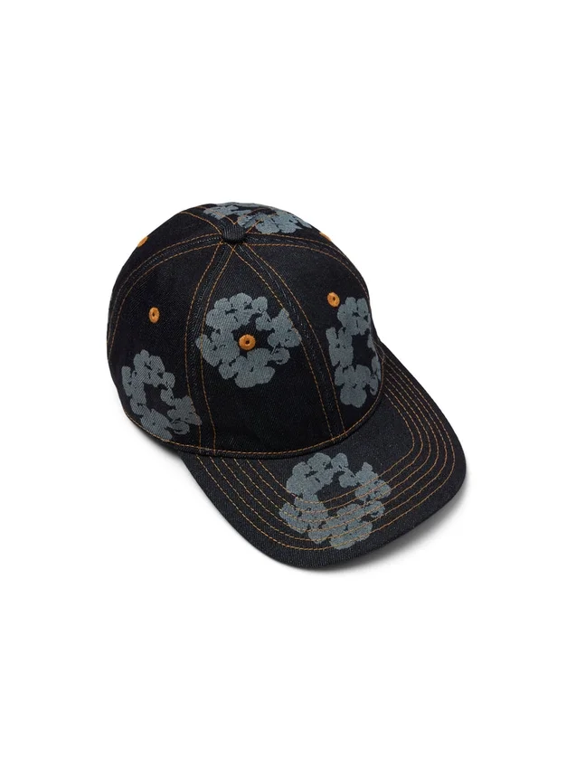 Gorra de Denim sin tratar «Mono Cotton Wreath» en índigo lavado