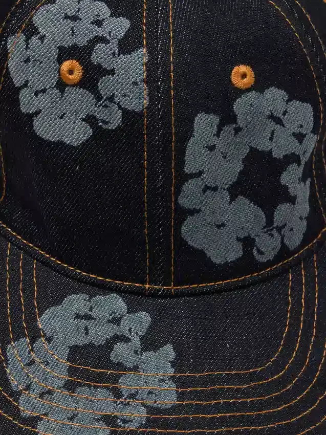 Gorra de Denim sin tratar «Mono Cotton Wreath» en índigo lavado