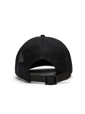 Gorra trucker DT con estampado de sellos, negra