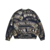 Jersey de cuello redondo con estampado de pancarta de ADG, azul marino